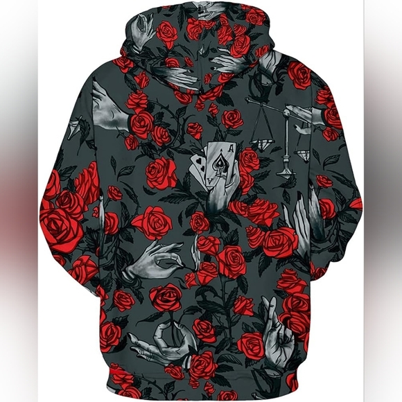 New Men's Graphic Drawstring Hoodie Sweater Multiple Sizes - Picture 3 of 5